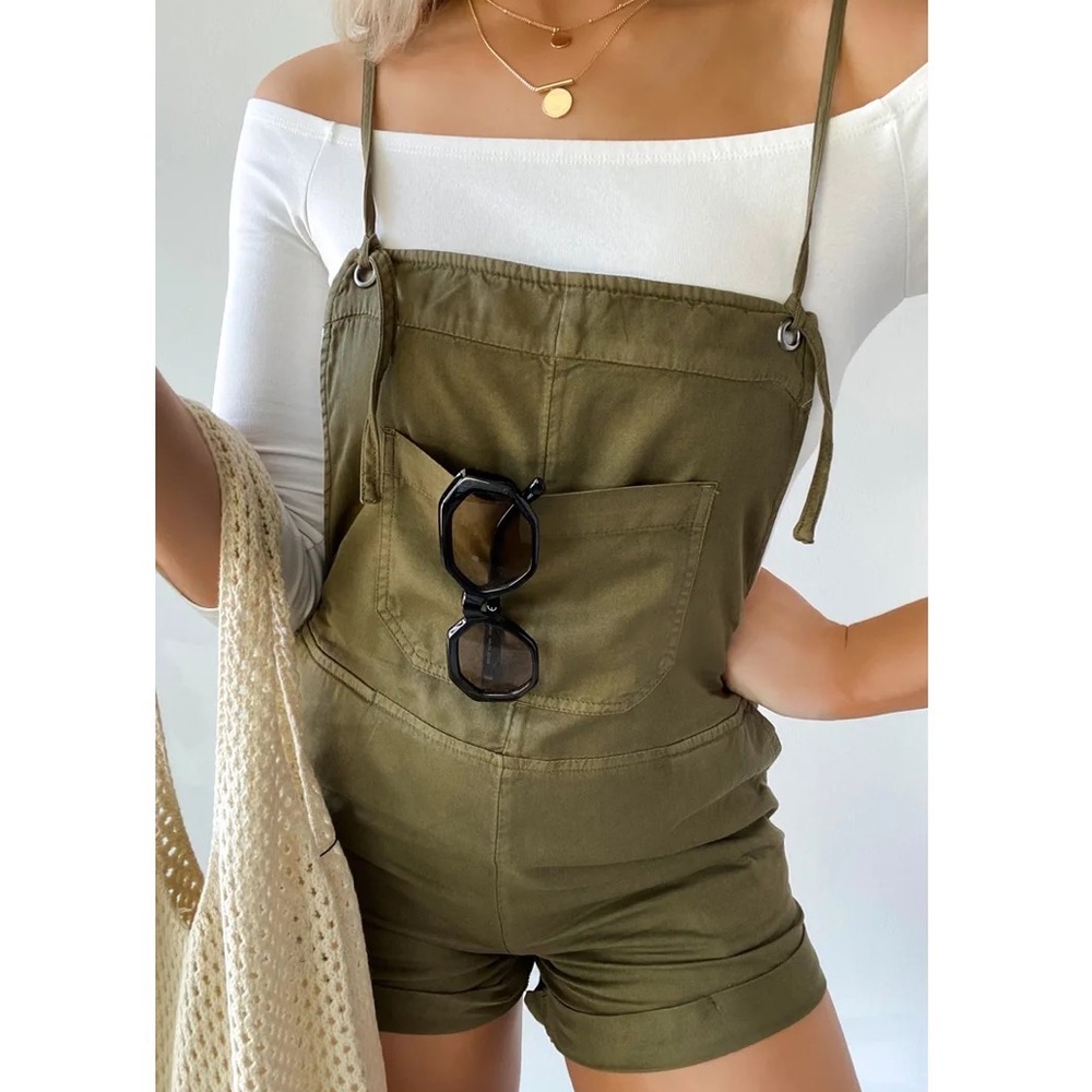 Billabong Wild Pursuit Olive Green Short Overalls